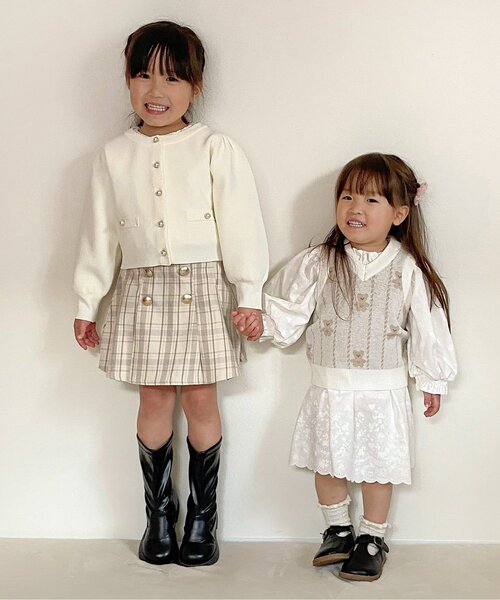 apres les cours（アプレレクール）の「【フォーマル対応/ジュニア対応】ボックスプリーツスカート（スカート・キッズ・グレー/チェック・80/90/100/110/120/130/140）」の4枚目の写真