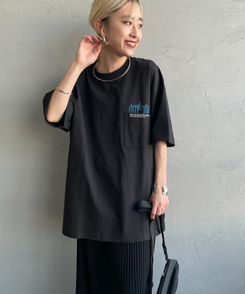 Manhattan Portage（マンハッタンポーテージ）の「[MANHATTAN PORTAGE/マンハッタンポーテージ] 別注 ポケット刺繍 バックプリントTシャツ（Tシャツ/カットソー・レディース・ブラック/ネイビー/ピンク/ホワイト・XL/L/M/S）」の8枚目の写真