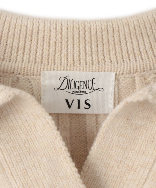 VIS（ビス）の「【DILIGENCE PARLOUR】VIS別注モデルローズ刺繍ポロケーブルニット【セットアップ対応】（ニット/セーター・レディース・ベージュ系その他/ネイビー・FREE）」の16枚目の写真