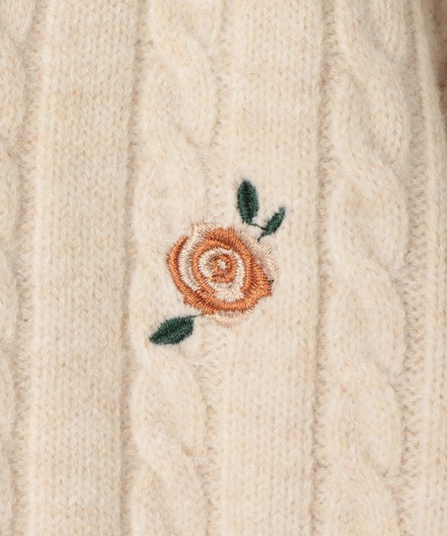 VIS（ビス）の「【DILIGENCE PARLOUR】VIS別注モデルローズ刺繍ポロケーブルニット【セットアップ対応】（ニット/セーター・レディース・ベージュ系その他/ネイビー・FREE）」の17枚目の写真