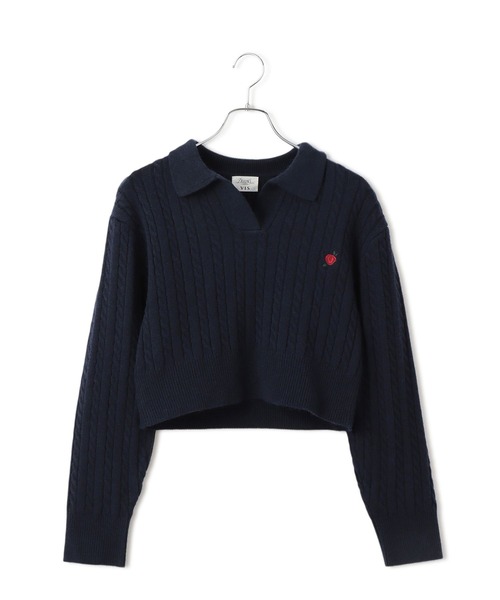 VIS（ビス）の「【DILIGENCE PARLOUR】VIS別注モデルローズ刺繍ポロケーブルニット【セットアップ対応】（ニット/セーター・レディース・ベージュ系その他/ネイビー・FREE）」の19枚目の写真