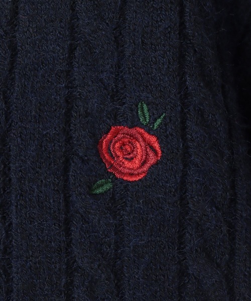 VIS（ビス）の「【DILIGENCE PARLOUR】VIS別注モデルローズ刺繍ポロケーブルニット【セットアップ対応】（ニット/セーター・レディース・ベージュ系その他/ネイビー・FREE）」の20枚目の写真