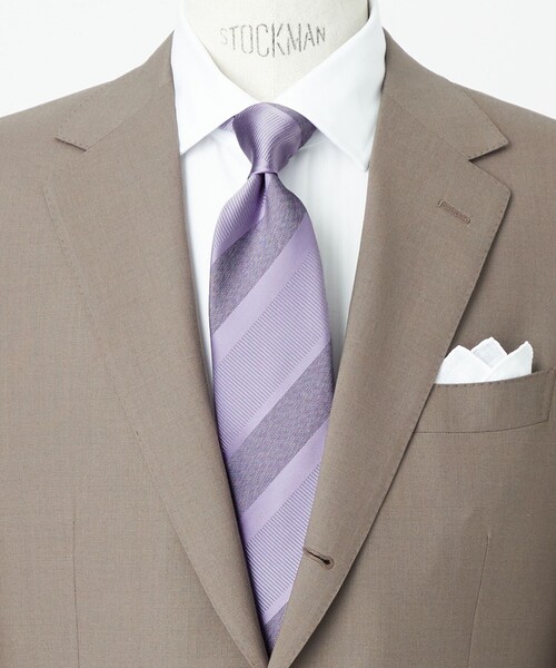 green label relaxing（グリーンレーベルリラクシング）の「GLR JAPAN VINTAGE 8.0cm ストライプ1 ネクタイ（ネクタイ・メンズ・ライラック/ダークブラウン/ネイビー/グレー・FREE）」の4枚目の写真
