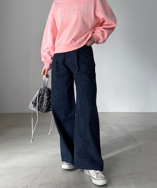 Doux archives(ドゥアルシーヴ)の「クラッシュデニムタックパンツ(デニムパンツ・レディース・ブルー/ネイビー・SMALL/MEDIUM)」の2枚目の写真