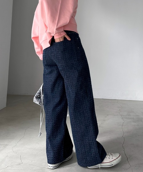 Doux archives(ドゥアルシーヴ)の「クラッシュデニムタックパンツ(デニムパンツ・レディース・ブルー/ネイビー・SMALL/MEDIUM)」の4枚目の写真