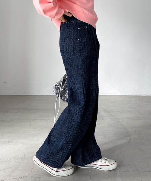 Doux archives(ドゥアルシーヴ)の「クラッシュデニムタックパンツ(デニムパンツ・レディース・ブルー/ネイビー・SMALL/MEDIUM)」の5枚目の写真