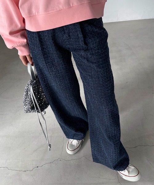 Doux archives(ドゥアルシーヴ)の「クラッシュデニムタックパンツ(デニムパンツ・レディース・ブルー/ネイビー・SMALL/MEDIUM)」の6枚目の写真