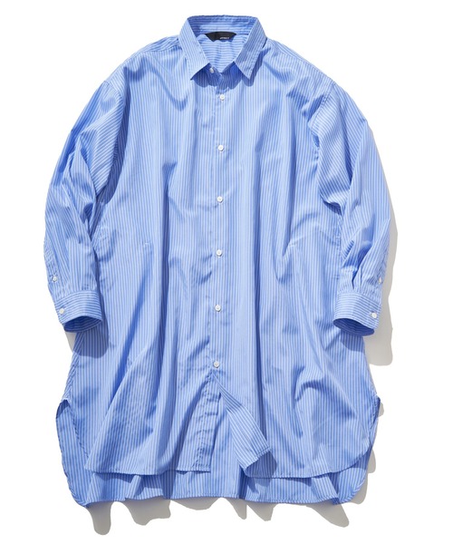 NO NEED（ノーニード）の「Aラインブロードロングシャツ（シャツ/ブラウス・メンズ・ブルー/ホワイト/その他1/その他2/ブルー系・M/L）」の4枚目の写真