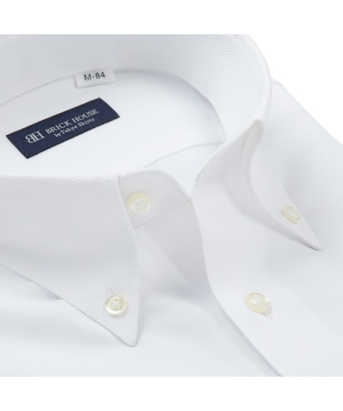 TOKYO SHIRTS(トウキョウシャツ)の「形態安定ノーアイロン ボタンダウン 長袖ビジネスワイシャツ(ビジネスシャツ・メンズ・ホワイト・首回り37cm-裄丈80cm/首回り39cm-裄丈80cm/首回り39cm-裄丈84cm/首回り41cm-裄丈82cm/首回り41cm-裄丈86cm/首回り42cm-裄丈86cm/首回り43cm-裄丈86cm/首回り42cm-裄丈82cm/首回り43cm-裄丈82cm)」の3枚目の写真