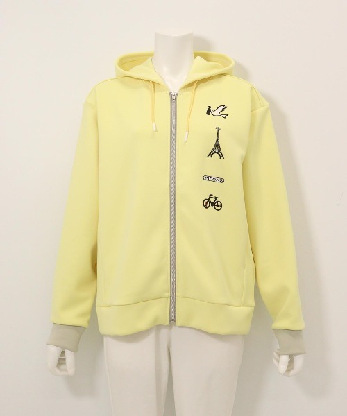 Picone CLUB(ピッコーネクラブ)の「刺繍ワッペンジップパーカー(パーカー・レディース・ホワイト/ブラック/ライトグリーン/イエロー・L/M/S)」の4枚目の写真