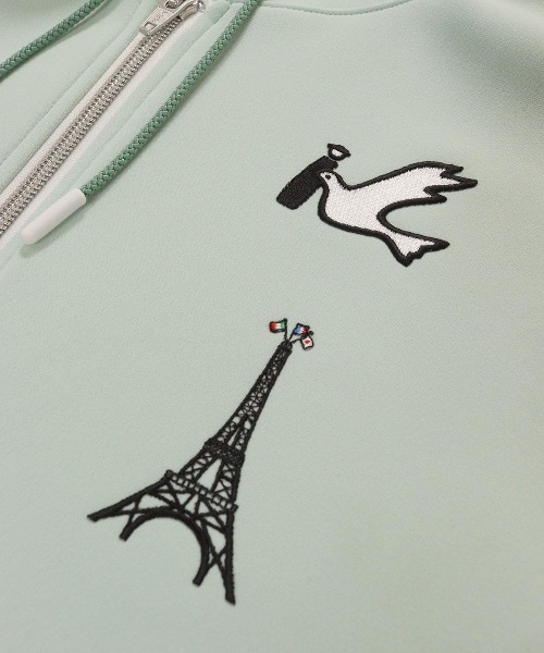 Picone CLUB(ピッコーネクラブ)の「刺繍ワッペンジップパーカー(パーカー・レディース・ホワイト/ブラック/ライトグリーン/イエロー・L/M/S)」の12枚目の写真