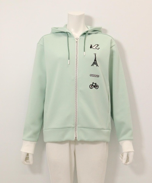 Picone CLUB(ピッコーネクラブ)の「刺繍ワッペンジップパーカー(パーカー・レディース・ホワイト/ブラック/ライトグリーン/イエロー・L/M/S)」の8枚目の写真