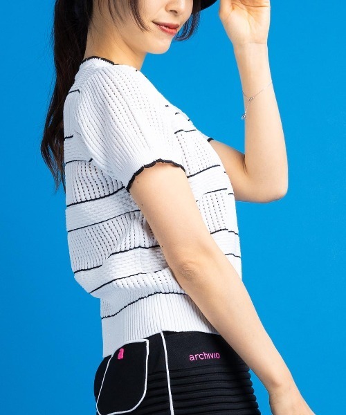 archivio(アルチビオ)の「<LADIES>半袖メッシュニットプルオーバー(ニット/セーター・レディース・ホワイト×ピンク/ホワイト×ブラック・S/M)」の10枚目の写真