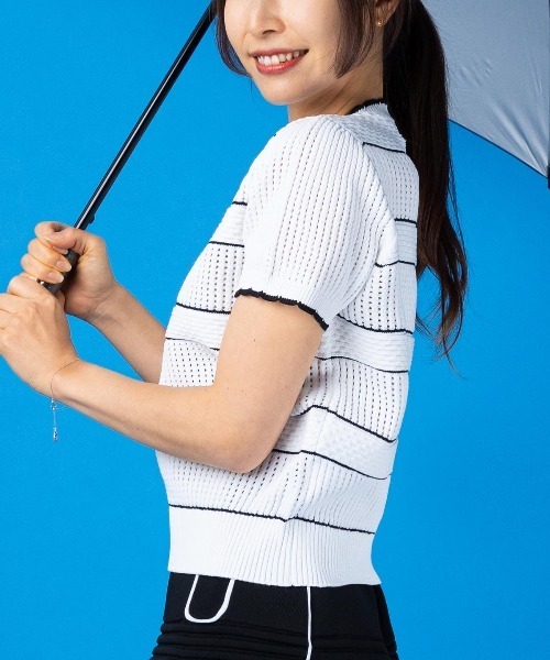 archivio(アルチビオ)の「<LADIES>半袖メッシュニットプルオーバー(ニット/セーター・レディース・ホワイト×ピンク/ホワイト×ブラック・S/M)」の11枚目の写真