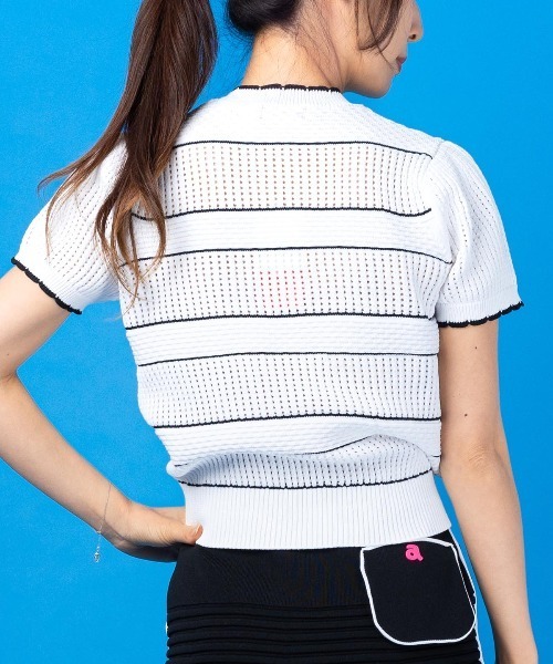 archivio(アルチビオ)の「<LADIES>半袖メッシュニットプルオーバー(ニット/セーター・レディース・ホワイト×ピンク/ホワイト×ブラック・S/M)」の12枚目の写真