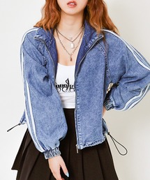 GORGE | 《ライン入り×ショート丈》レディース デニム ブルゾン ドローコード ストリート 春秋アウター(ブルゾン)