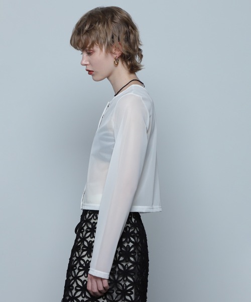 tシャツ (CREOLME)フロントボタンシアートップス レディース セール】(CREOLME)フロントボタンシアートップス（Tシャツ