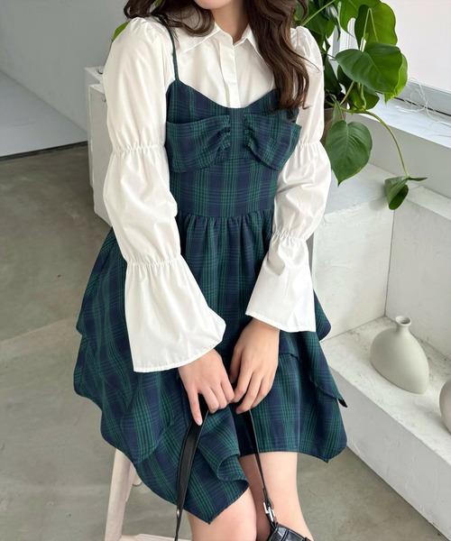 clear(クリア)の「《お気に入り数1万人突破》柄アソートキャミワンピース(ワンピース・レディース・グリーン/ブラック/ネイビー/ブラック系その他/ホワイト系その他・F/XS)」の6枚目の写真