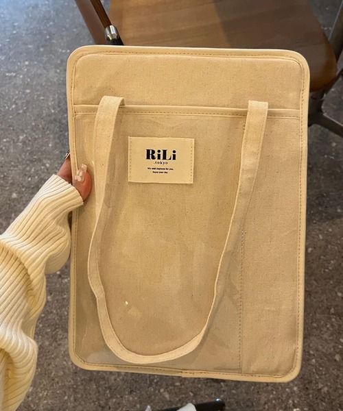 merrylatte（メリーラテ）の「キャンバスPCケース（トートバッグ・レディース・アイボリー・FREE）」の2枚目の写真