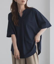 nAvy SARARI 接触冷感 スキッパー5分袖ブラウス