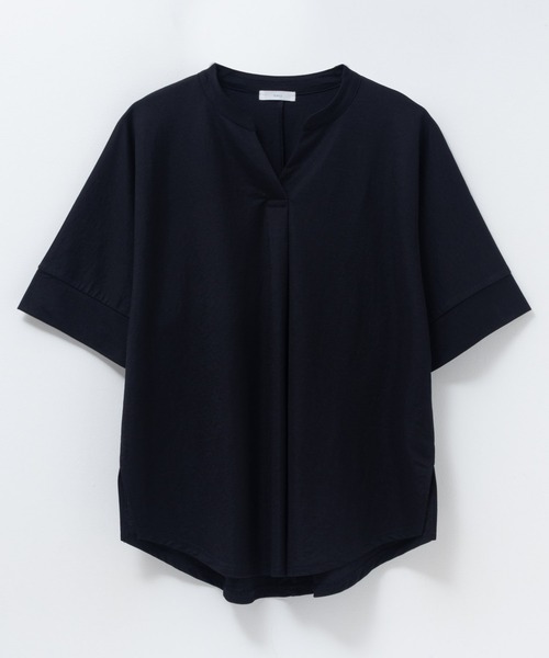 NAVY(ネイビー)の「nAvy SARARI 接触冷感 スキッパー5分袖ブラウス(Tシャツ/カットソー・レディース・ライトベージュ/ブラック/ホワイト/ブルー/ネイビー/ベージュ系/グリーン系/グレー・M/L)」の16枚目の写真