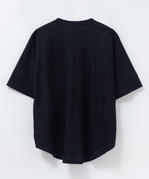 NAVY(ネイビー)の「nAvy SARARI 接触冷感 スキッパー5分袖ブラウス(Tシャツ/カットソー・レディース・ライトベージュ/ブラック/ホワイト/ブルー/ネイビー/ベージュ系/グリーン系/グレー・M/L)」の17枚目の写真