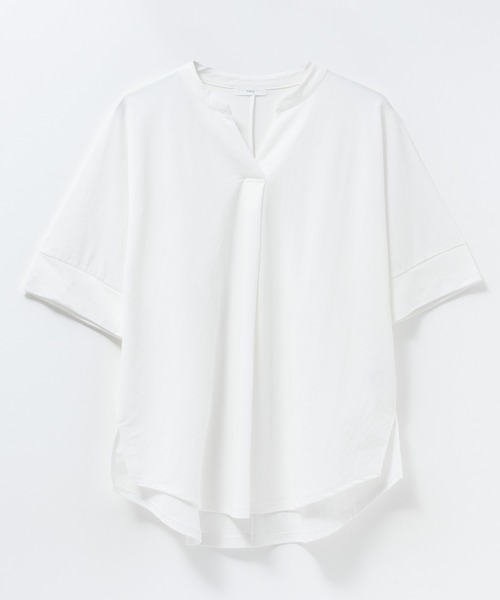 NAVY(ネイビー)の「nAvy SARARI 接触冷感 スキッパー5分袖ブラウス(Tシャツ/カットソー・レディース・ライトベージュ/ブラック/ホワイト/ブルー/ネイビー/ベージュ系/グリーン系/グレー・M/L)」の14枚目の写真