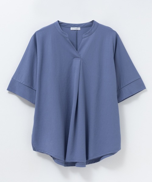 NAVY(ネイビー)の「nAvy SARARI 接触冷感 スキッパー5分袖ブラウス(Tシャツ/カットソー・レディース・ライトベージュ/ブラック/ホワイト/ブルー/ネイビー/ベージュ系/グリーン系/グレー・M/L)」の20枚目の写真