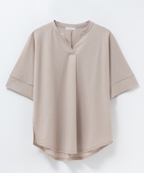 NAVY(ネイビー)の「nAvy SARARI 接触冷感 スキッパー5分袖ブラウス(Tシャツ/カットソー・レディース・ライトベージュ/ブラック/ホワイト/ブルー/ネイビー/ベージュ系/グリーン系/グレー・M/L)」の18枚目の写真