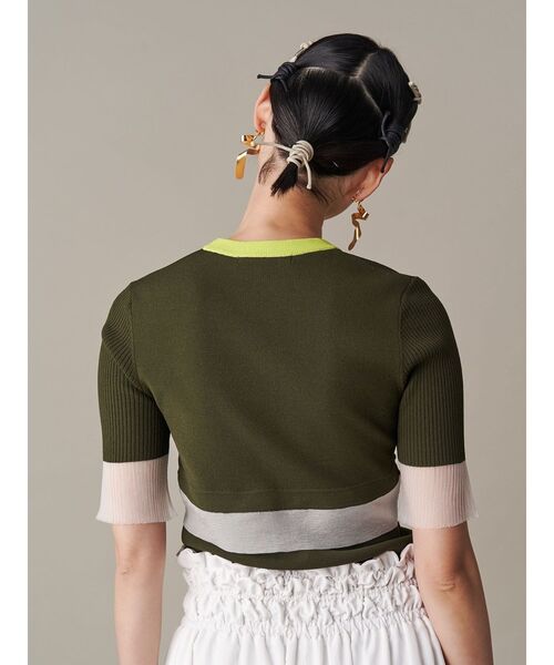 セール】COLOR BLOCK SHEER TOP / カラーブロックシアートップ