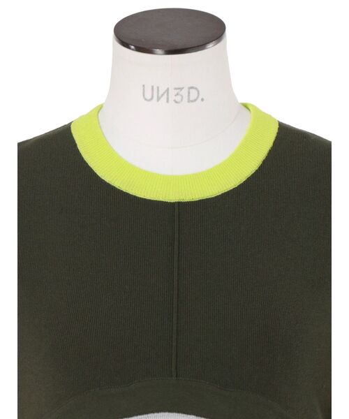 UN3D.（アンスリード）の「COLOR BLOCK SHEER TOP / カラーブロックシアートップ（ニット/セーター・レディース・ベージュ/ブラック/カーキ・36/38）」の7枚目の写真