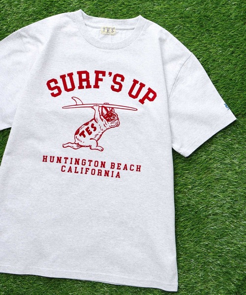 The Endless Summer(エンドレスサマー)の「TES SURFS UP FLOCKY T-SHIRT / Tシャツ(Tシャツ/カットソー・メンズ・アイボリー/グレー/レッド/ネイビー/ブラック/ホワイト・SMALL/MEDIUM/LARGE/X-LARGE/XX-LARGE)」の4枚目の写真