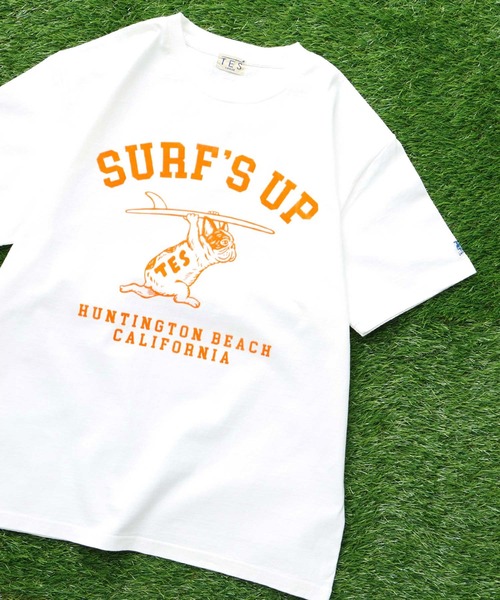 The Endless Summer(エンドレスサマー)の「TES SURFS UP FLOCKY T-SHIRT / Tシャツ(Tシャツ/カットソー・メンズ・アイボリー/グレー/レッド/ネイビー/ブラック/ホワイト・SMALL/MEDIUM/LARGE/X-LARGE/XX-LARGE)」の1枚目の写真