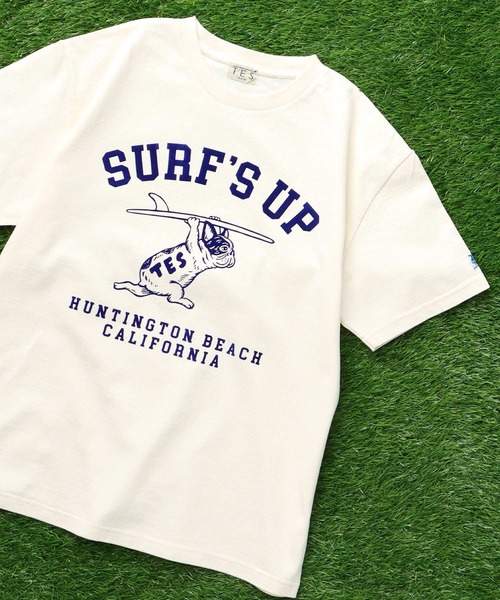 The Endless Summer(エンドレスサマー)の「TES SURFS UP FLOCKY T-SHIRT / Tシャツ(Tシャツ/カットソー・メンズ・アイボリー/グレー/レッド/ネイビー/ブラック/ホワイト・SMALL/MEDIUM/LARGE/X-LARGE/XX-LARGE)」の3枚目の写真