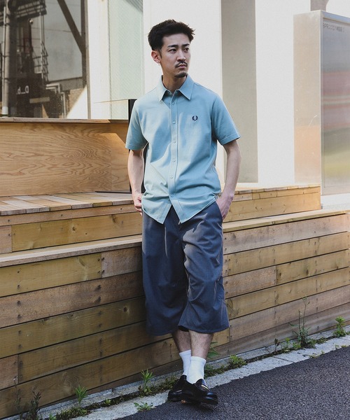 FRED PERRY（フレッドペリー）の「【別注】FRED PERRY / 鹿の子 ショートスリーブ シャツ（シャツ/ブラウス・メンズ・ネイビー/ブルー系その他・S/M/L/XL）」の4枚目の写真