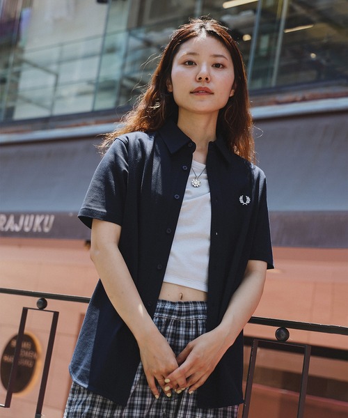 FRED PERRY（フレッドペリー）の「【別注】FRED PERRY / 鹿の子 ショートスリーブ シャツ（シャツ/ブラウス・メンズ・ネイビー/ブルー系その他・S/M/L/XL）」の8枚目の写真