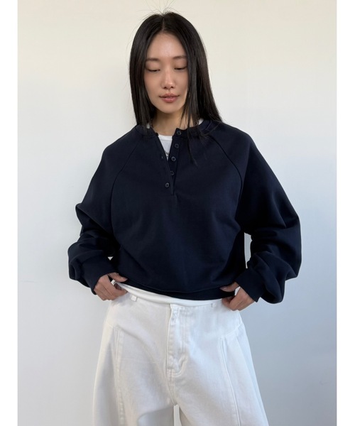 Didot.showroom(ディドット ショールーム)の「ラグランヘンリーネックMTM(スウェット・レディース・グレー/ヘザーグレー/ネイビー・FREE)」の2枚目の写真