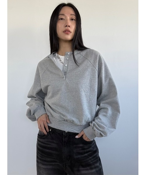 Didot.showroom(ディドット ショールーム)の「ラグランヘンリーネックMTM(スウェット・レディース・グレー/ヘザーグレー/ネイビー・FREE)」の1枚目の写真