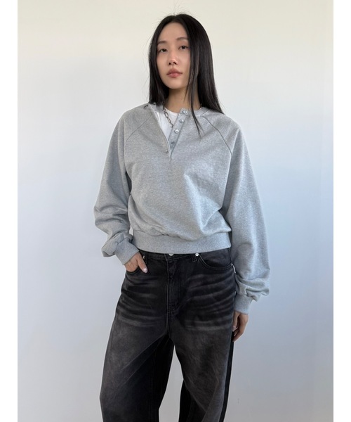 Didot.showroom(ディドット ショールーム)の「ラグランヘンリーネックMTM(スウェット・レディース・グレー/ヘザーグレー/ネイビー・FREE)」の9枚目の写真