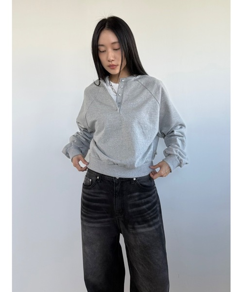 Didot.showroom(ディドット ショールーム)の「ラグランヘンリーネックMTM(スウェット・レディース・グレー/ヘザーグレー/ネイビー・FREE)」の12枚目の写真