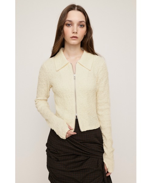 SLY（スライ）の「FRONT ZIP JQ TOPS フロントジップ ジャガード 