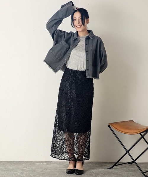 MILLION CARATS(ミリオンカラッツ)の「品よく女っぽい! 繊細な刺繍が魅せる大人の余裕。春映えコード刺繍レーススカート(スカート・レディース・オフホワイト/ブラック/サックスブルー・FREE)」の20枚目の写真