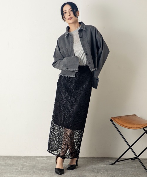 MILLION CARATS(ミリオンカラッツ)の「品よく女っぽい! 繊細な刺繍が魅せる大人の余裕。春映えコード刺繍レーススカート(スカート・レディース・オフホワイト/ブラック/サックスブルー・FREE)」の22枚目の写真