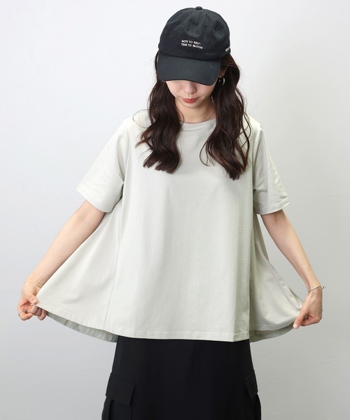 Aletta vita（アレッタビータ）の「汗染み防止加工裾フレアプルオーバー（Tシャツ/カットソー・レディース・ベージュ/ブラック/グレイッシュブルー/グレー・FREE）」の15枚目の写真