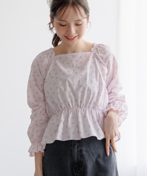 flower（フラワー）の「フリルブルームブラウス（シャツ/ブラウス・レディース・アイボリー/ピンク・FREE）」の2枚目の写真