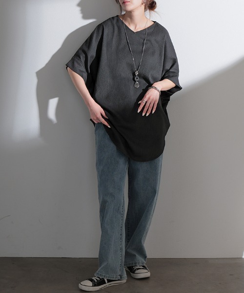 HUG.U（ハグユー）の「シワになりにくい 楊柳キーネック ブラウス（シャツ/ブラウス・レディース・ブラウン/セージグリーン/レモンイエロー/ブラック/グレイッシュベージュ/ダークグレー/オレンジ/ホワイト/ライトパープル/モスグリーン/ブルー/ベージュ系その他2/グリーン系その他/ブラック系その他2/オレンジ系その他2/ホワイト系その他2/ベージュ系その他/ブラウン系その他2/グレー系その他/ホワイト系その他/イエロー系その他2/グレー系その他2/ブラウン系その他/グリーン/オレンジ系その他/グリーン系その他2/イエロー系その他/グリーン系その他3/ブラック系その他・FREE）」の9枚目の写真