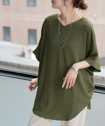 シワになりにくい 楊柳キーネック ブラウス