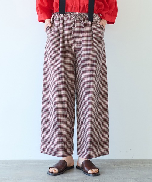 yuni（ユニ ）の「コットンキュプラリネン チェック パンツ（その他