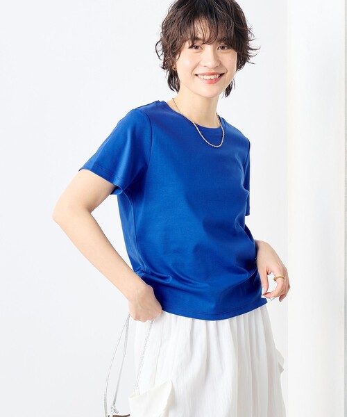 NOLLEY’S（ノーリーズ）の「高機能 LA＋スムースTシャツ（Tシャツ/カットソー・レディース・ホワイト/ブルー/ベージュ/チャコールグレー/ダークブラウン/レッド/ネイビー・36/38）」の7枚目の写真