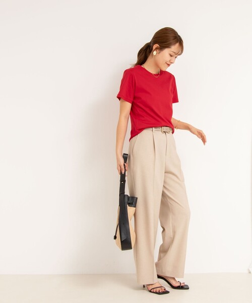 NOLLEY’S（ノーリーズ）の「高機能 LA＋スムースTシャツ（Tシャツ/カットソー・レディース・ホワイト/ブルー/ベージュ/チャコールグレー/ダークブラウン/レッド/ネイビー・36/38）」の10枚目の写真